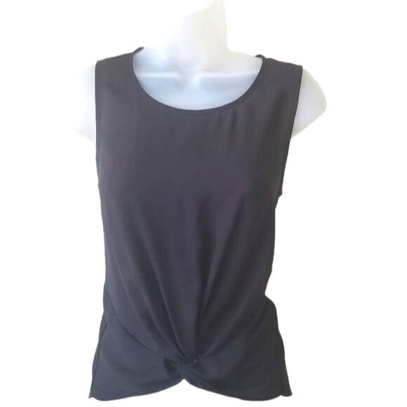 BCBGENERATION Womens Top XSmall Sheer Sleeveless Black Crop Knot Front Goth Punk - Picture 1 of 10
